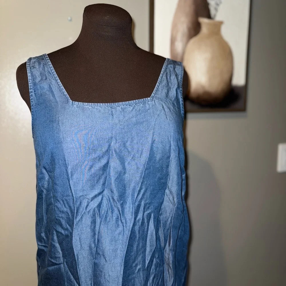 Loft Denim Tank Top with Bow Tie Back